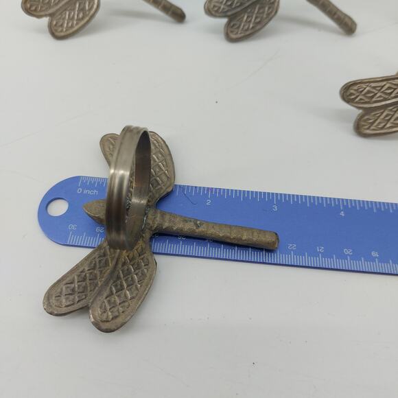 Dragonfly Napkin Rings Pewter? Silver Tone Garden Set of 8 - Picture 5 of 8